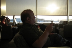 In the airport ready to leave